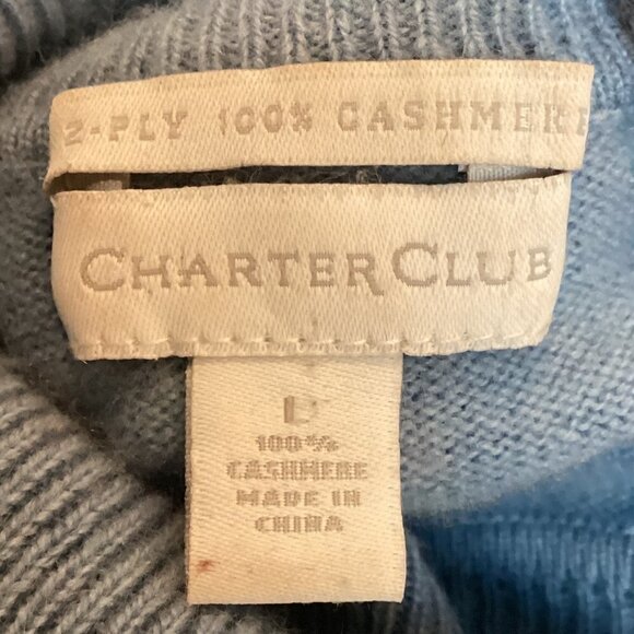 Charter Club 2-Ply 100% Cashmere Turtleneck Sweater Women's L Blue #182C - Picture 7 of 8
